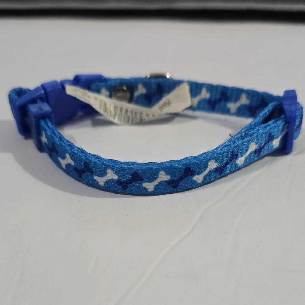 Blue Dog Bone Patterned Small Dog Collar